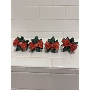 Vintage Fitz & Floyd Ceramic Holiday Napkin Rings